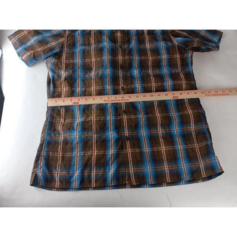 Eddie Bauer Mens Shirt Brown Blue Plaid Mesh Lined Button Down Workwear Size M - Picture 10 of 12